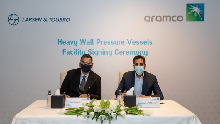 Signing Ceremony Between Saudi Aramco and LARSEN TOUBRO at Main Admin Building Dhahran