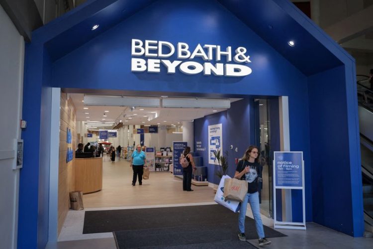 FILE PHOTO: A person exits a Bed Bath & Beyond store in Manhattan, New York City, U.S., June 29, 2022. REUTERS/Andrew Kelly