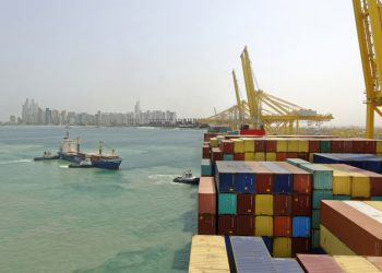 Container ship in Jebel Ali Port, Dubai,United Arab Emirates