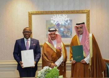 Left to right - Hon. I. Chester Cooper, H.E. Ahmed Al Khateeb and Sultan Abdulrahman Al-Marshad