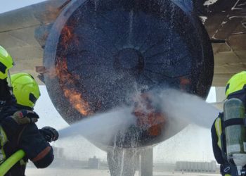 firefighters training engine fire