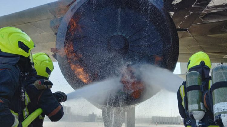 firefighters training engine fire