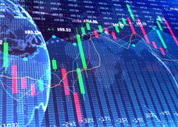 Digital stock market or forex trading graph and candlestick chart suitable for financial investment. Financial Investment trends for business background
