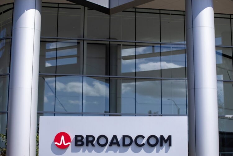 The Broadcom Limited company logo is shown outside one of their office complexes in Irvine, California, U.S., March 4, 2021.  REUTERS/Mike Blake