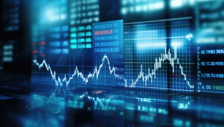 Stock market or forex trading graph and candlestick chart suitable for financial investment concept