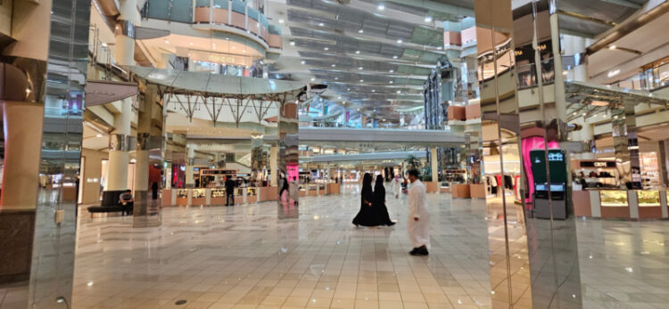 Riyadh, Saudi Arabia– December 29, 2023: Shopping mall in the interior of Kingdom Tower in the city center of Riyadh.